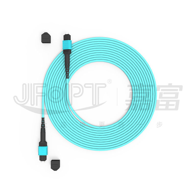 12 Core Speed MPO Patch Cord Aqua Color voor datacenterverbinding 10G Multi-mode OM3 Fiber Optic Patch Cord
