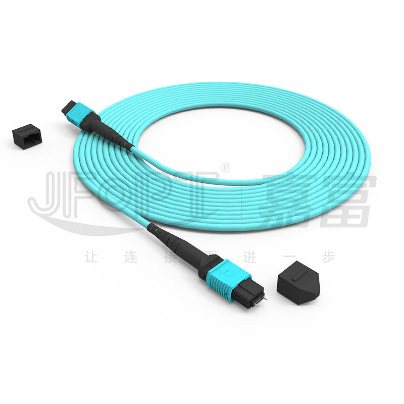 12 Core Speed MPO Patch Cord Aqua Color voor datacenterverbinding 10G Multi-mode OM3 Fiber Optic Patch Cord