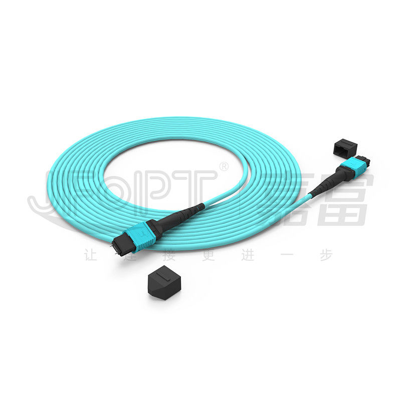 12 Core Speed MPO Patch Cord Aqua Color voor datacenterverbinding 10G Multi-mode OM3 Fiber Optic Patch Cord