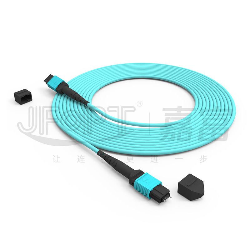 MPO-MPO Trunk Cable Aqua Round Boot Fiber Optic Pigtail Patch Cord voor veelzijdige netwerkoplossingen