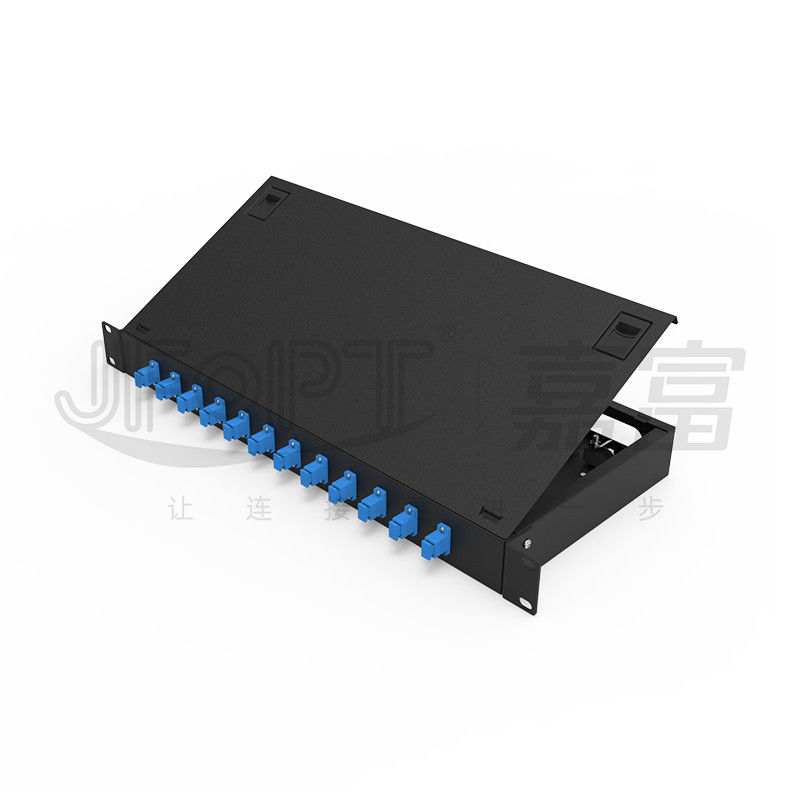 LC/SC/FC/ST Rack Mount Fiber Patch Panel 12/24core met 19 inch Grootte Deurknop Opening