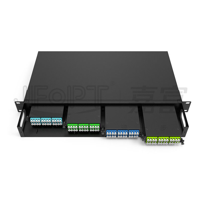 19 inch 1U 96 Core 4 Pieces Module Box MPO Patch Panel ODF met standaard draadvolgorde LC metalen rek gemonteerd