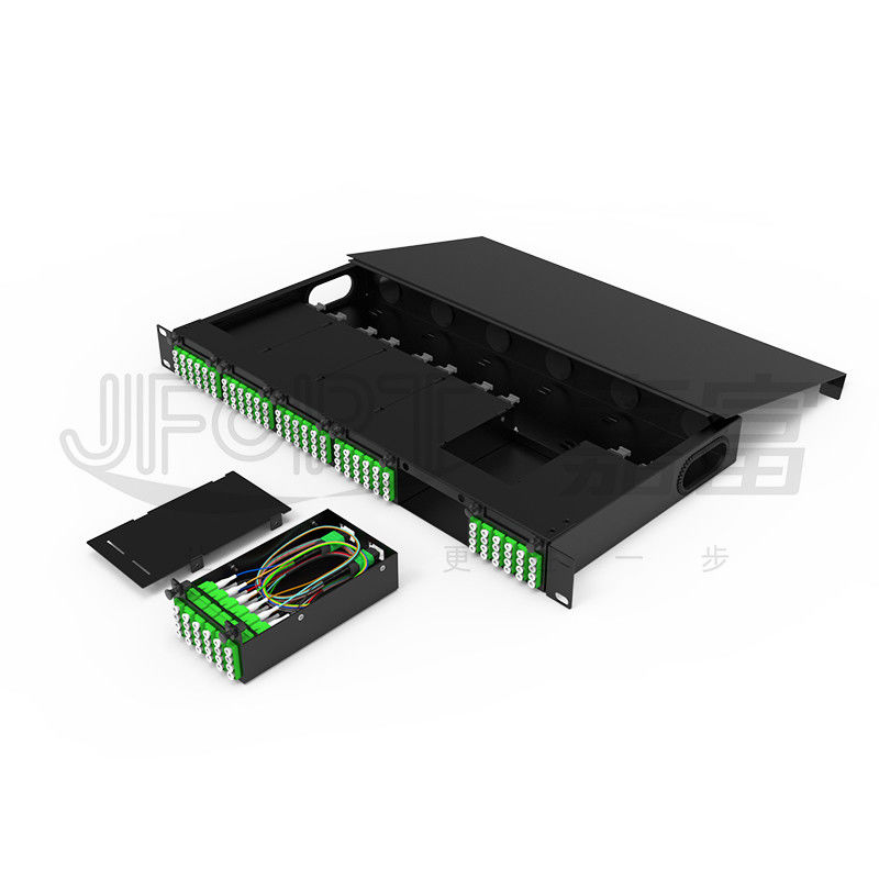 Modulair chassis met hoge dichtheid voor LC-quadruple adapter MPO SM SL 144-kern MPO-LC patch panel Fusievrije modulebox